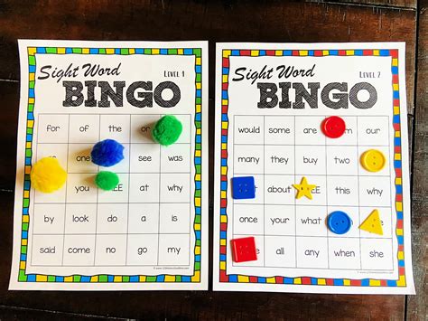 reading games for 1st graders|Sight Word BINGO .
